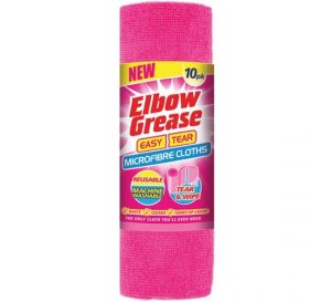 Elbow Grease Easy Tear Reusable Pink Microfibre Cloths Pack Of 10