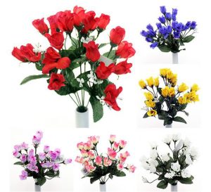 Rose Bud Bush Artificial Flower Stems
