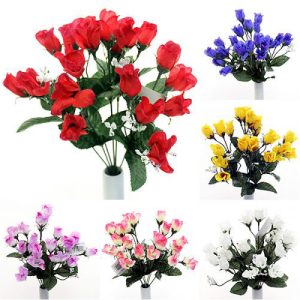 Rose Bud Bush Artificial Flower Stems