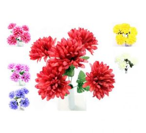 Ball Mum Bush Artificial Flower Stems 5pc