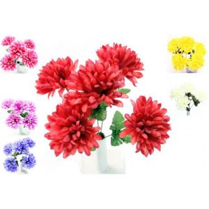 Ball Mum Bush Artificial Flower Stems 5pc