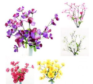 Cherry Blossom Bush Artificial Flower Stems 6pc