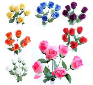 Rose Bud Bush Artificial Flowers Pack Of 6