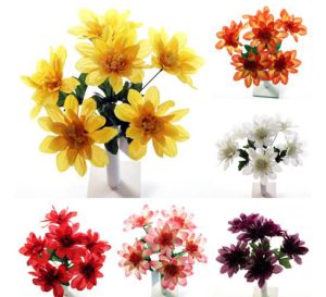 Dahlia Bush Artificial Flower Stem 6pc