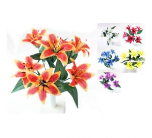 Tiger Lily Bush Artificial Flowers 5pc