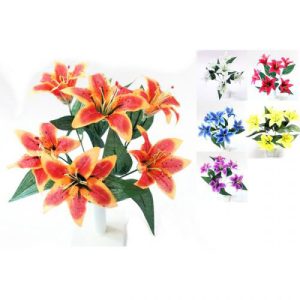 Tiger Lily Bush Artificial Flowers 5pc