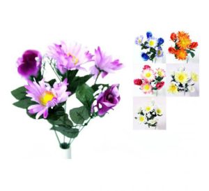 Gerbera & Rose Bud Bush Artificial Flowers