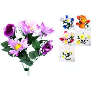 Gerbera & Rose Bud Bush Artificial Flowers