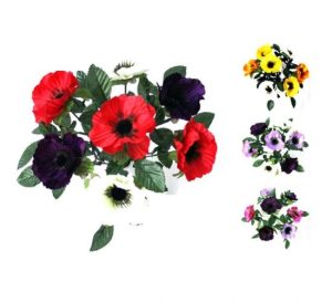 Anemone Bush Artificial Flower Stems 7pc