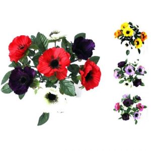 Anemone Bush Artificial Flower Stems 7pc