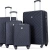 New Classic Black 8 Wheel Abs Hard Suitcase Luggage Set 4pc