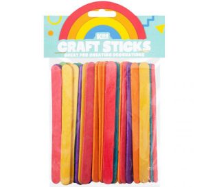 Kids Kreate Assorted Colour Wooden Craft Sticks Pack Of 50
