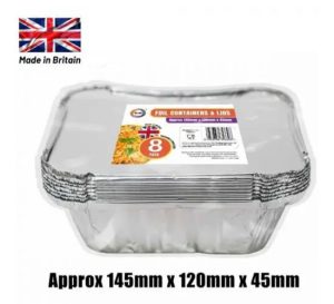 DID Foil Containers & Lids Pack Of 8 14.5cm X 12cm X 4.5cm