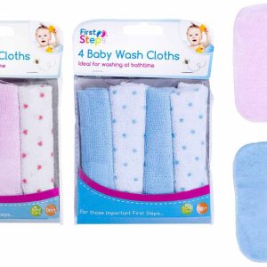 First Steps Baby Wash Cloths Assorted Pack Of 4