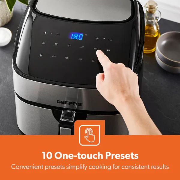 Geepas 10-in-1 1800W Rapid-Cook Vortex Digital Air Fryer 7.5L