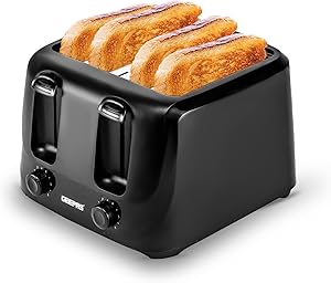 Geepas Black 4-Slice 6 Level Bread Toaster 1400W