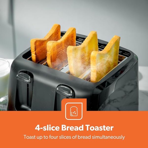 Geepas Black 4-Slice 6 Level Bread Toaster 1400W