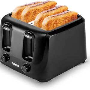 Geepas White 4 Slice 6 Level Bread Toaster 1400W