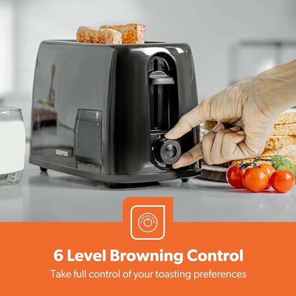 Geepas Black 2-Slice 6 Level Bread Toaster 650W