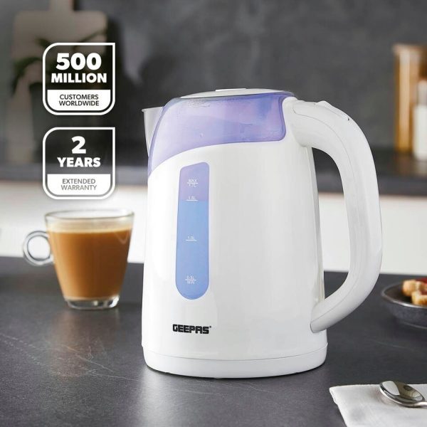 Geepas 2200W Illuminating White Cordless Kettle 1.7L