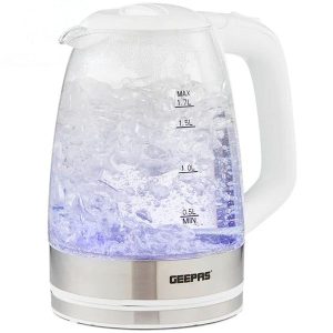 Geepas LED Illuminating White Glass Rapid Boil Kettle 1.7L