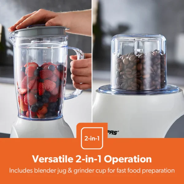 Geepas 600W 3-Speed Smoothie Maker Coffee Grinder & Food Blender 1.8L