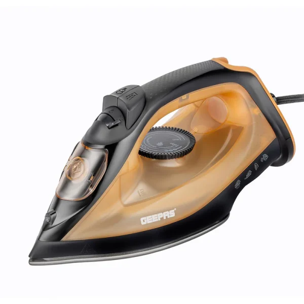Geepas Black & Gold Non-Stick Adjustable Temperature Steam Iron 1800W