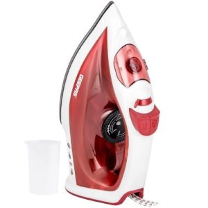 Geepas White & Red Non-Stick Adjustable Temperature Steam Iron 1800W