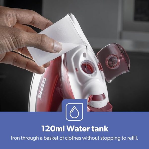 Geepas White & Red Non-Stick Adjustable Temperature Steam Iron 1800W