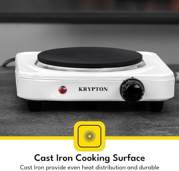 Krypton 1000W White Cast Iron Hot Plate Cooker
