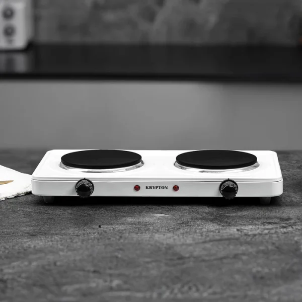 Krypton 2000W White Cast Iron Double Hot Plate Cooker