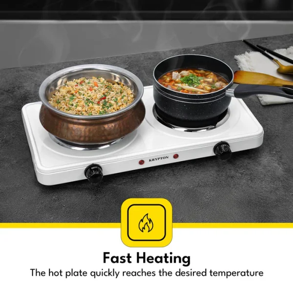 Krypton 2000W White Cast Iron Double Hot Plate Cooker