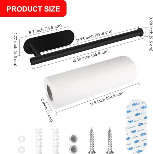 Sitara Black Under Cabinet Kitchen Roll Holder 33.5cm