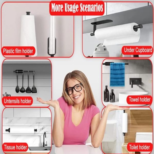 Sitara Black Under Cabinet Kitchen Roll Holder 33.5cm