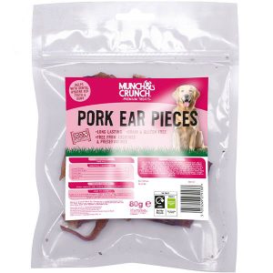 Munch & Crunch 100% Natural Pork Ear Pieces Dog Treats 80g