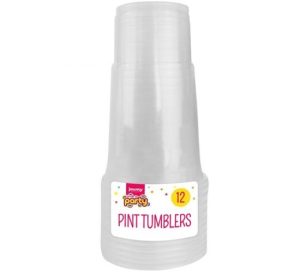 Jaunty Time To Party Clear Plastic Disposable Pint Tumblers Pack Of 12
