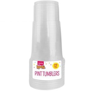 Jaunty Time To Party Clear Plastic Disposable Pint Tumblers Pack Of 12