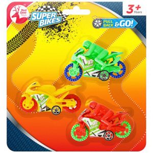 Red Deer Toys Assorted Pull Back Motorbikes 3pc