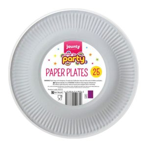 Jaunty Time To Party White Paper Plates 9" Pack Of 25