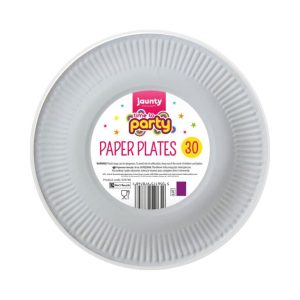 Jaunty Time To Party White Paper Plates 7" Pack Of 30