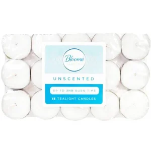 Bloome White Unscented Tea Light Candles Pack Of 15