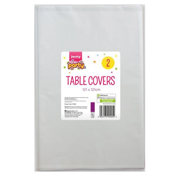 Jaunty Time To Party White Plastic Table Covers 121cm Pack Of 2