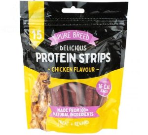 Pure Breed 100% Natural Chicken Delicious Protein Strip Dog Treats Pack of 15