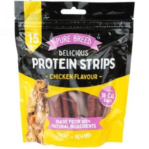 Pure Breed 100% Natural Chicken Delicious Protein Strip Dog Treats Pack of 15