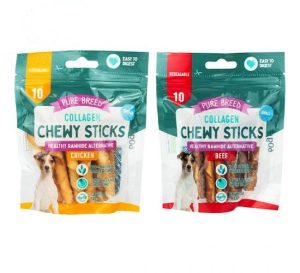 Pure Breed Collagen Chewy Sticks Dog Treats Pack of 10