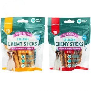 Pure Breed Collagen Chewy Sticks Dog Treats Pack of 10