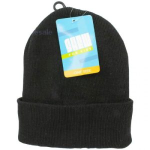 Kids Black Beanie Hat