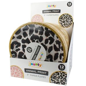 Jaunty 9" Leopard Print Disposable Paper Plates 12pc