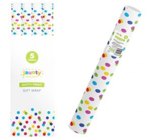 Jaunty Coloured Dotty Print Gift Wrap 5m X 0.7m