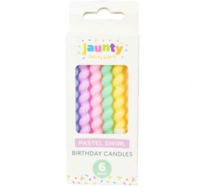 Jaunty Assorted Colour Pastel Swirl Birthday Candles Pack Of 6